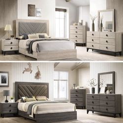 4- Pc Bedroom set Dresser,Mirror  Nightstand (1) Queen size bed frame  Not including Mattress and Box Sp