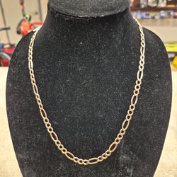 10k Yellow Gold Air Solid Figaro Necklace 23"