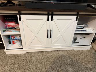 Farmhouse TV Stand with Sliding Barn Doors