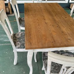 Solid Wood Dining Table With 6 Chairs