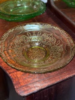 Vintage Green Depression Glass Plate