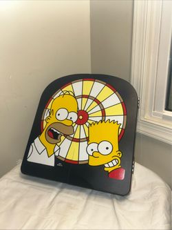 Vintage The Simpsons Electronic Dart Board & Cabinet 2003 Bart & Homer (Working)