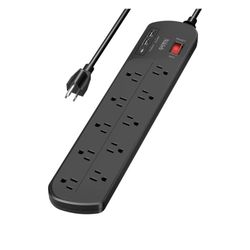 Extension Cord with Multiple Outlets, Surge Protector Power Strip with USB, 6ft Power Cord, 10 Wide Outlets, 2 USB+1 USB C Fast Charging Ports, Wall M