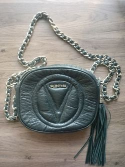 Vintage Black Leather Valentino Shoulder Bag