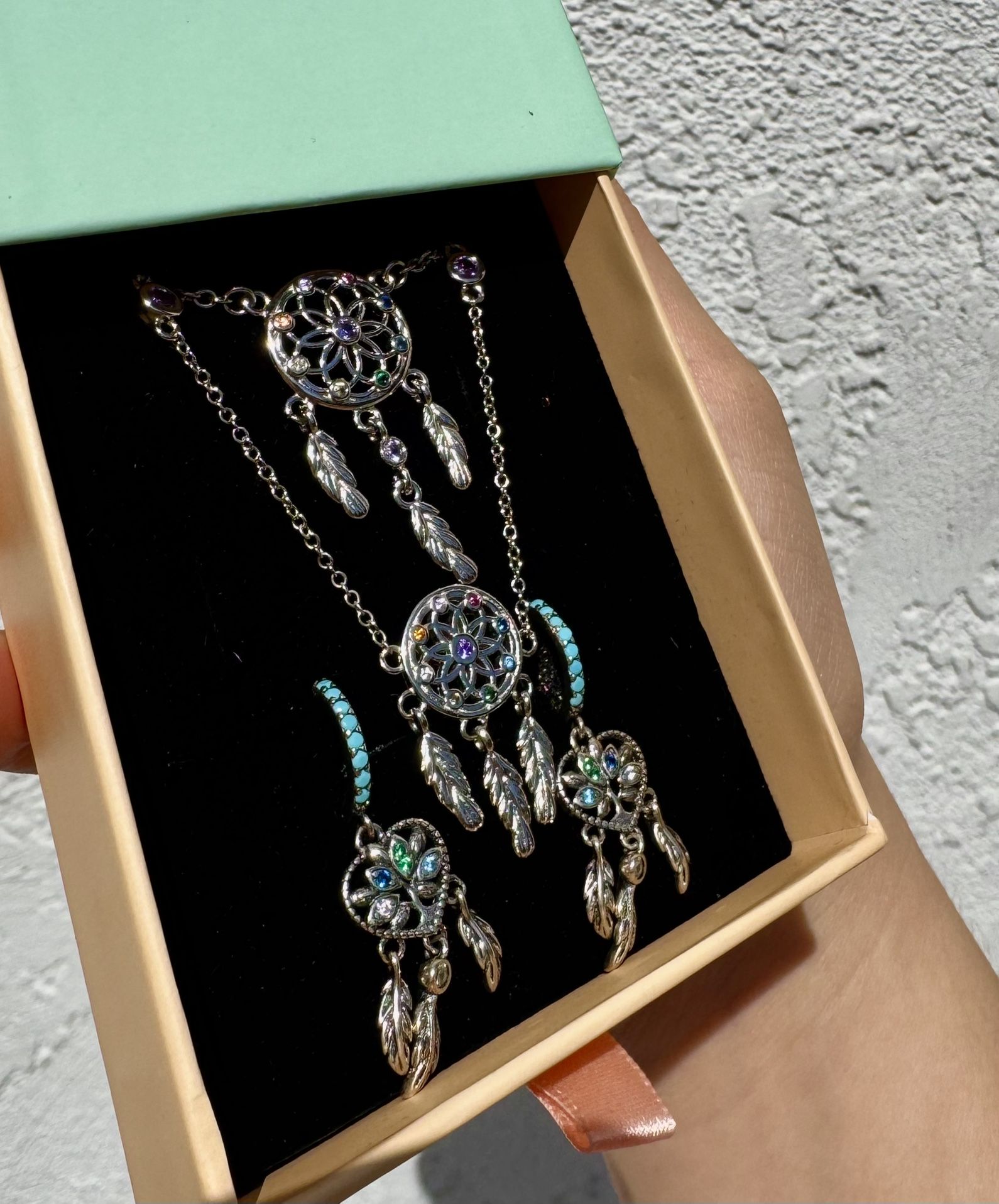 Fine Silver Dream Catcher Jewelry Set