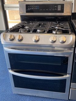 Stainless Steel LG Five Burner Gas Range with Double Oven