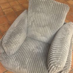Signature Design By Ashley Tie-Breaker Casual Manual Press-Back Swivel Glider Rocker Recliner With 2 Bolster Pillows And Hidden Storage, Light Gray