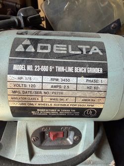 Delta 6” thin line bench grinder
