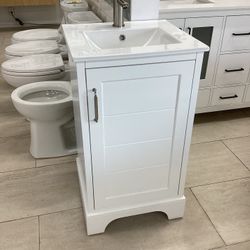 20” vanity, solid wood, ceramic top, white, available for pick up
