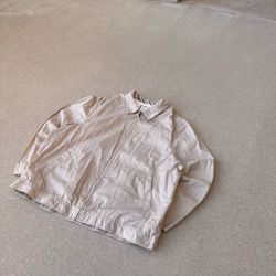 Vintage G.H. Bass & Co. tan & cream Flannel Lined cotton Harrington Jacket Mens XL