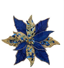 Briful 12'' Large Heads Christmas Glitter Poinsettia Flowers Christmas Tree Ornaments Set Of 4 Artificial Flowers With Picks Stems For Xmas Tree Party