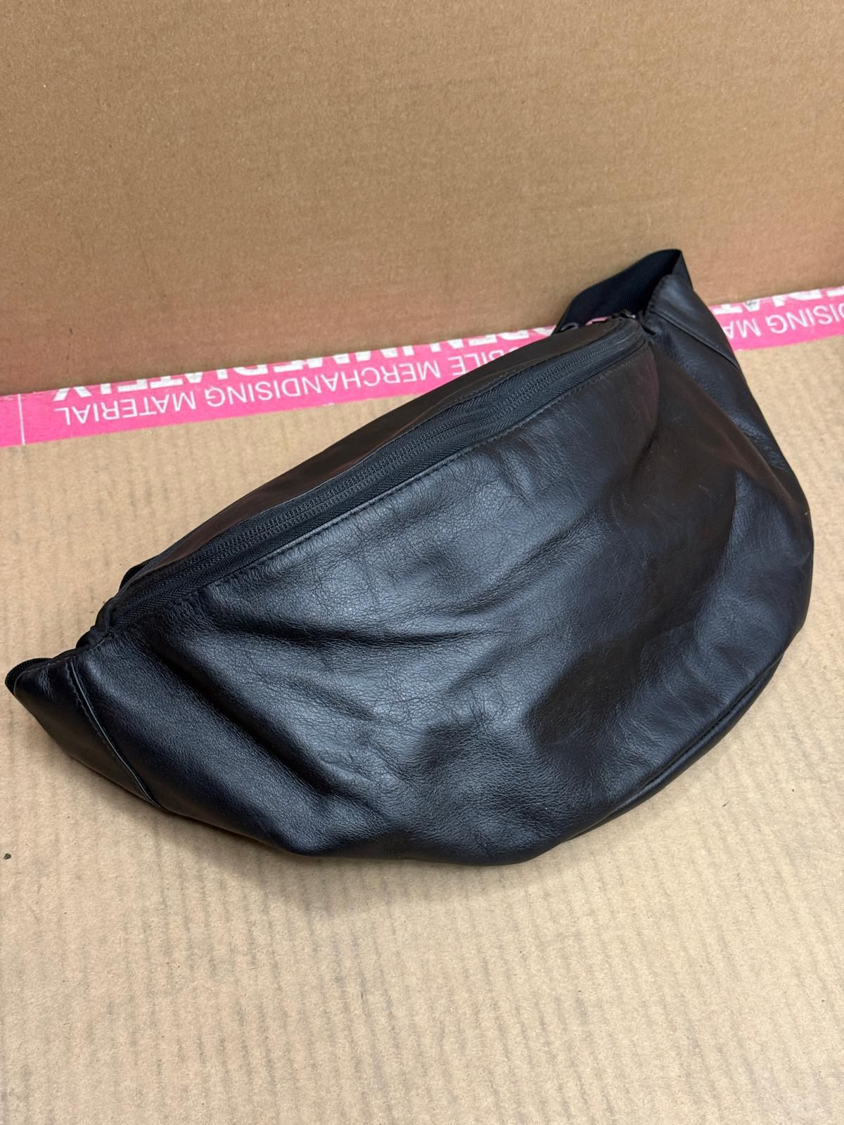 Premium Jet Black Top Grain Cow Leather Crossbody Bag