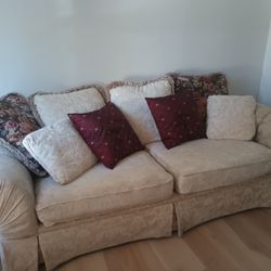 Brand New Victorian Beige Fabric Sofa