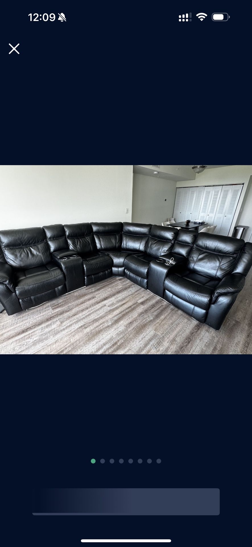 Electric Recliner Black Leather Sofa