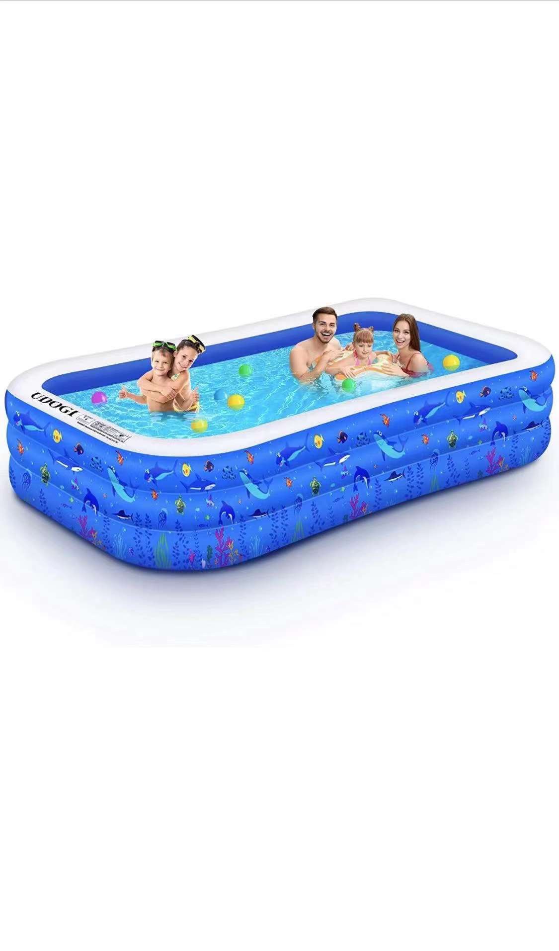 Inflatable Swimming Pool, 118" X 72" X 22" Full-Sized Family Lounge Pool for Kids Adults Baby Children, Thick Wear-Resistant Blow Up Kiddie Pools for