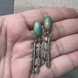 Vintage Navajo Turquoise Sterling Silver Dangle Earrings
