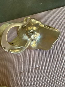 5 Antique Vintage Art Deco Elephant Head Bar Foot Rest in Brass Heavy 8”W