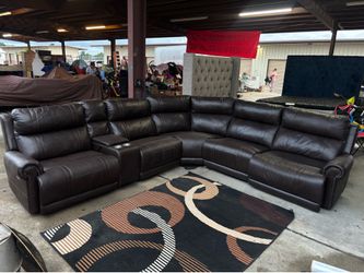 Brown leather electric recliners