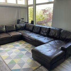 Mayfair Java Brown Leather 4 Piece Sectional Couch