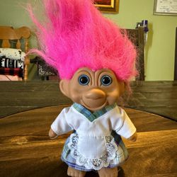 Vintage 1991 Troll Doll In Plaid Dress