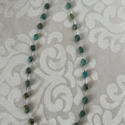 Vintage Navajo Native American Liquid Silver & Turquoise Nuggets Necklace 21”