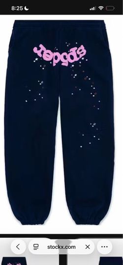 Sp5der Navy Blue Sweatpants with Star Print