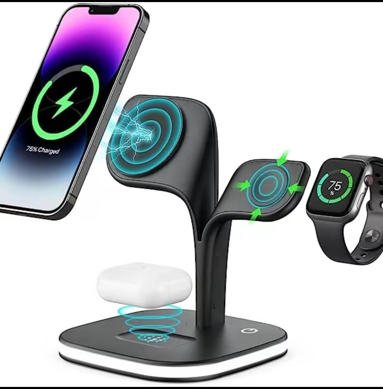  5 in 1 Wireless Charging Station, Magnetic & Fast Charger Stand for Multiple Devices, Magsafe Charger for iPhone 15/14/13/12 Series, Apple Watches