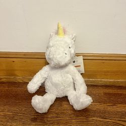 Cloud Island White Unicorn Plush Toy and Rattle Set NWT 16” 
