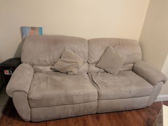 Tan couch with recliner