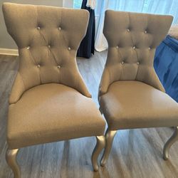 Elegant Upholstered Dining Chairs- Se Of 2