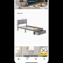 Grey Twin Wooden Bed 