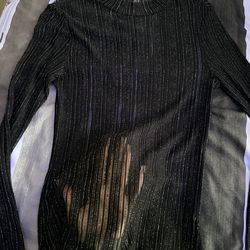 long-sleeved black blouse (see-through)