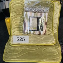 New 15pc Memory Foam Bath Rug Set ❗️Includes: Mat 20x30 & 17x24, Shower Curtain: 72x72 & 12 Chrome Hooks ❗️