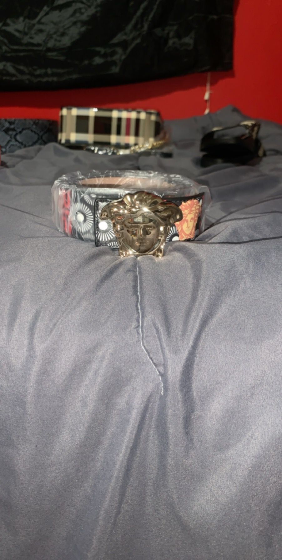 Black and Red Versace Belt