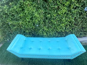 Turquoise or Teal Button Tufted  “End Of Bed” or “Entryway” Ottoman