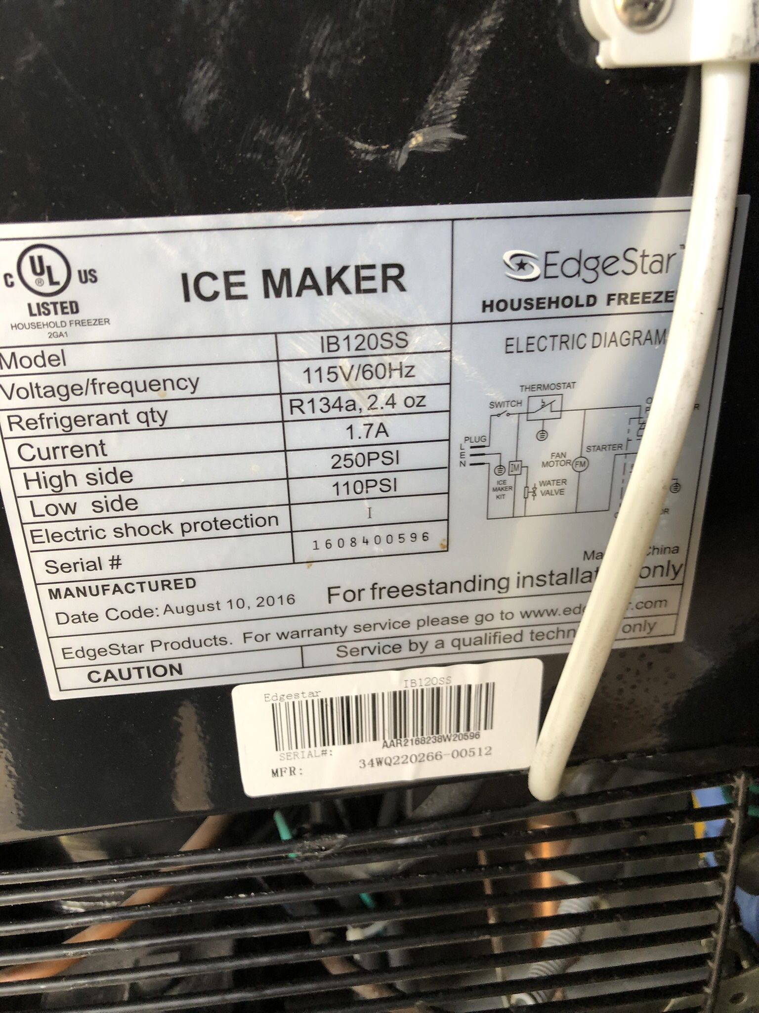 Edgestar Under Counter Ice Maker Used Condition 