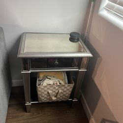 Mirrored Finish Nightstand 