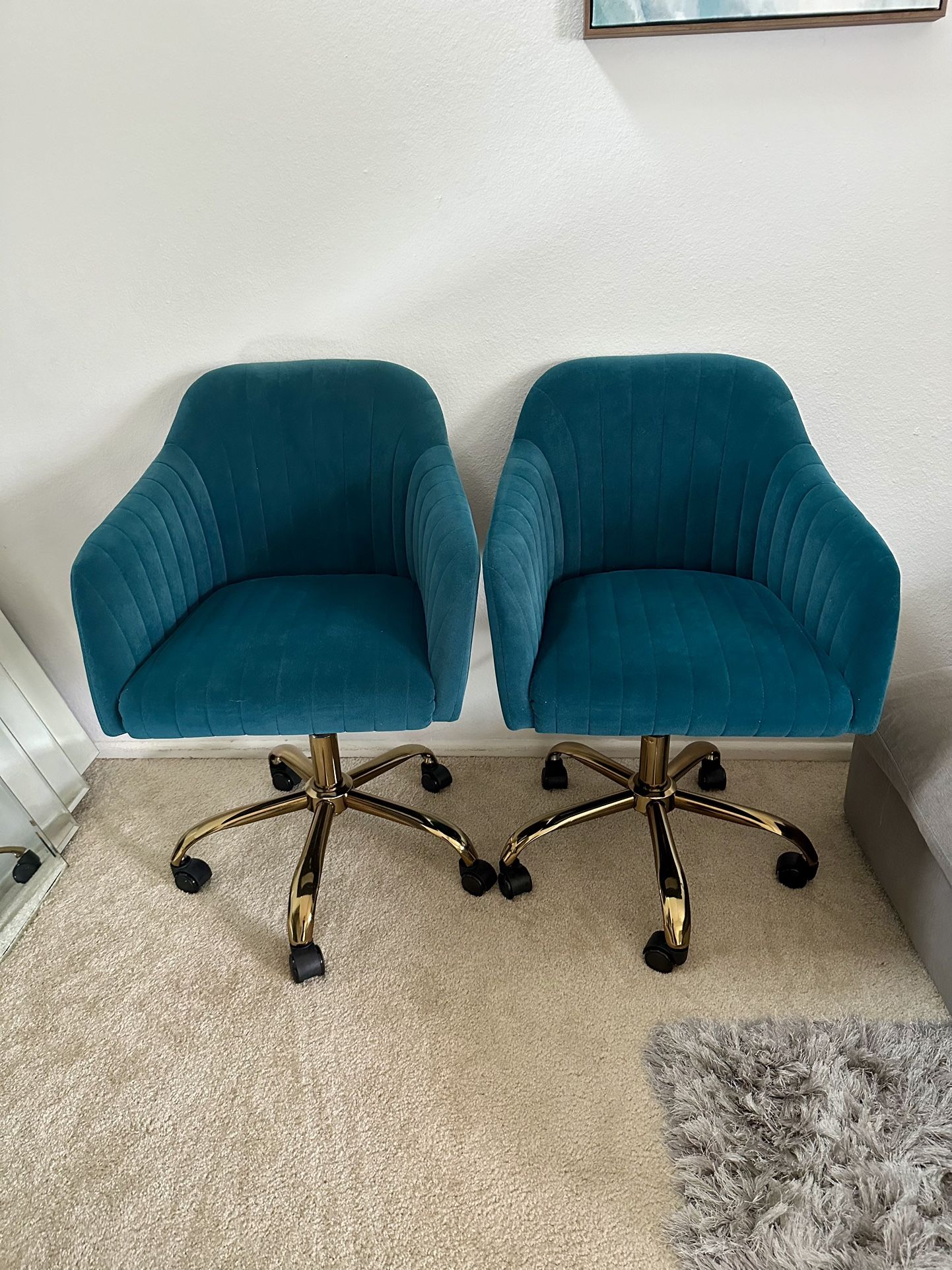 Two  Turquoise Desk Chairs 