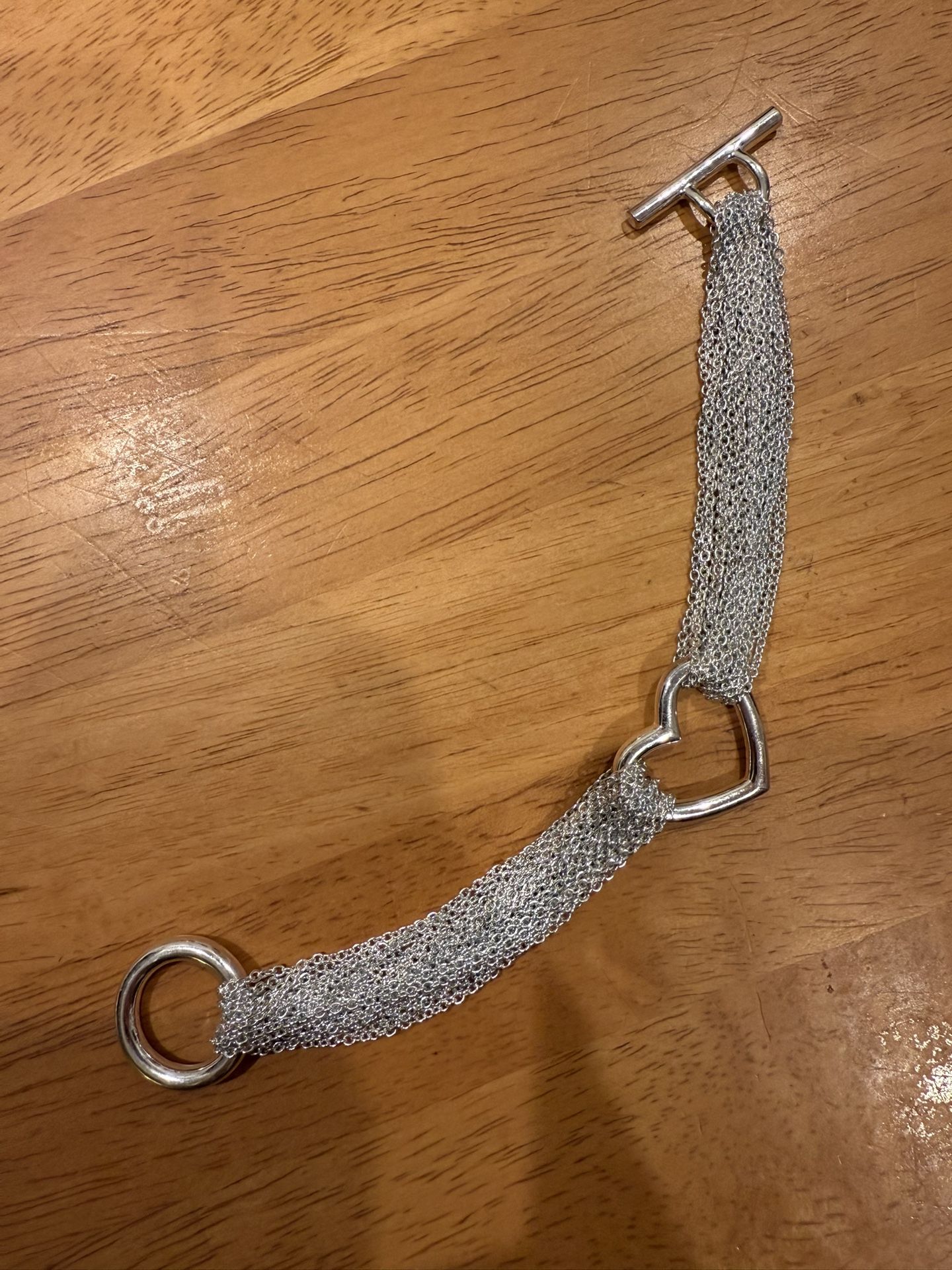 Tiffany Heart Silver Bracelet 7” Length