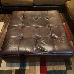 Large 40" Leather Tufted Ottoman – Cindy Crawford Home Collection