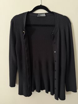 Crush Black Ribbed Knit Snap Cardigan $15 OBO