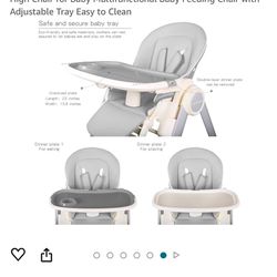 Cynebaby High Chairs for Babies and
Toddlers, Space Saver High Chair for Baby
Multifunctional Baby Feeding Chair with
Adjustable Tray Easy to Clean