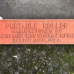 Vintage Cast-Iron, Portable, Roller, Sign Ohio