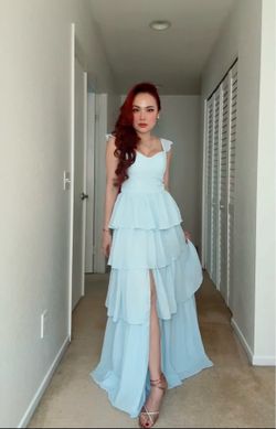 New with Tags, Light Blue Tiered Maxi Dress size small
