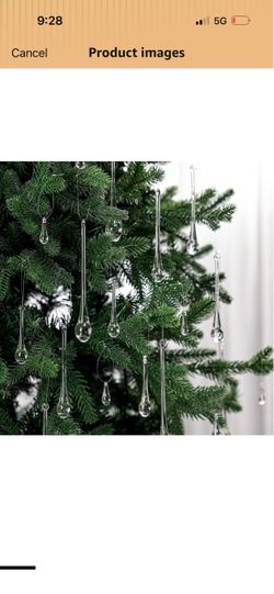 22 Pcs Clear Glass Teardrop Christmas Ornaments,4 Medium Size Crystal Raindrop Hanging Ornaments 11T