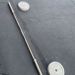 7ft Olympic Bar With 25 Lbs Concrete Plates - $90 OBO
