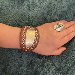 Vintage Leather Wrist Cuff Bracelet 