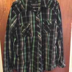 Green and Black Plaid Shirt.