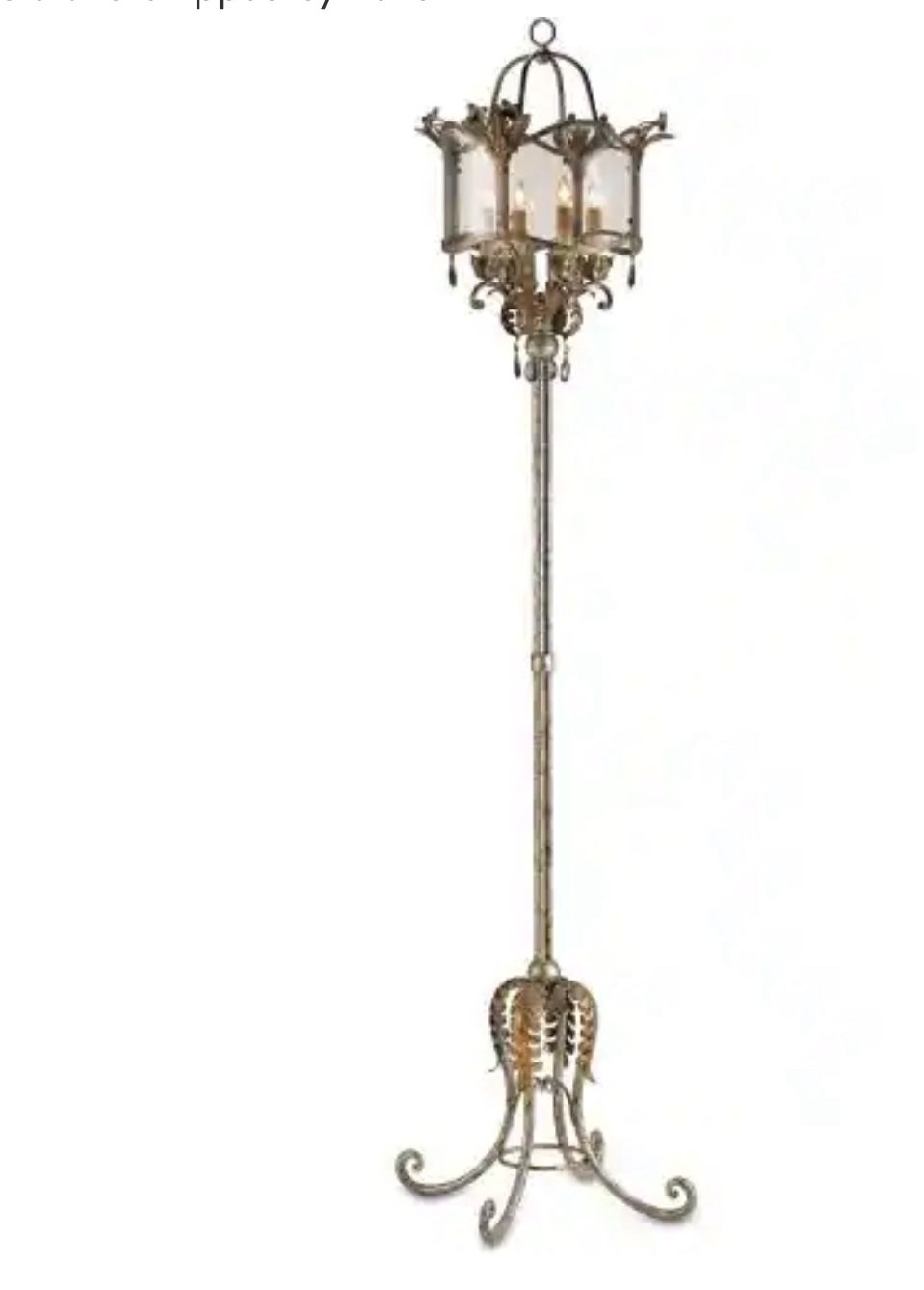 Currey and Company 8357 Zara Torchiere Viejo Gold/Silver Height: 71.00" 4 Bulbs