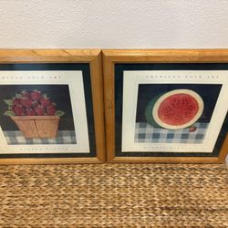 Warren Kimble American Folk Art Set Of 2 Artwork - Framed - Rare Country Farmhouse Decor - Simi Valley